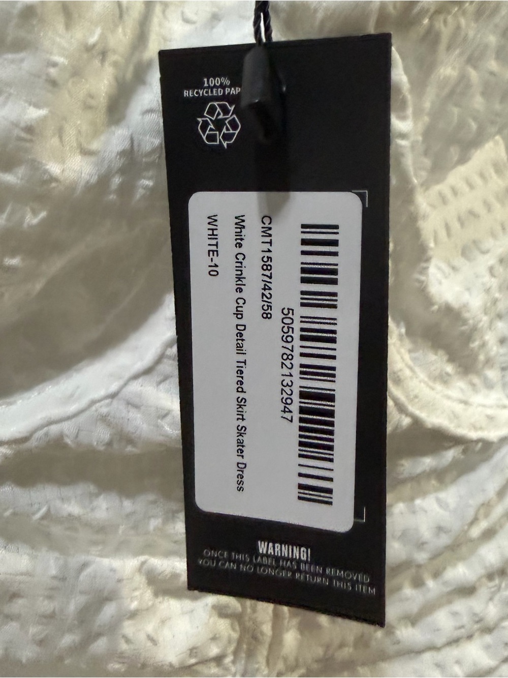 PrettyLittleThing White Tiered Skater Dress - Picture 7 of 7